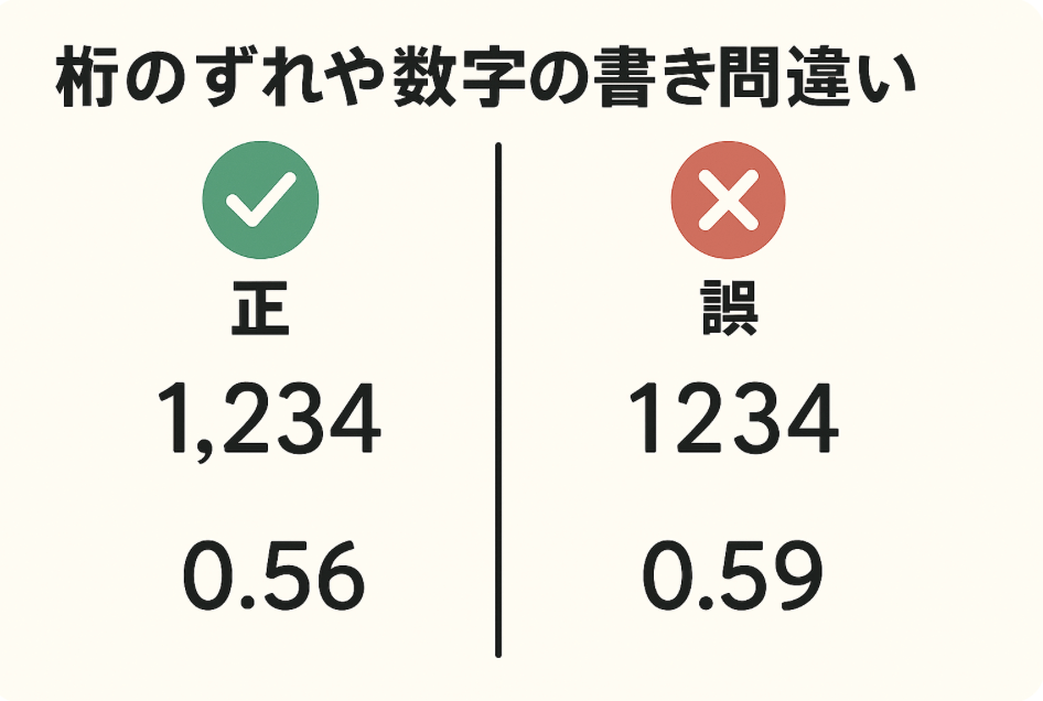 数字の桁ずれ、書き間違いを表す