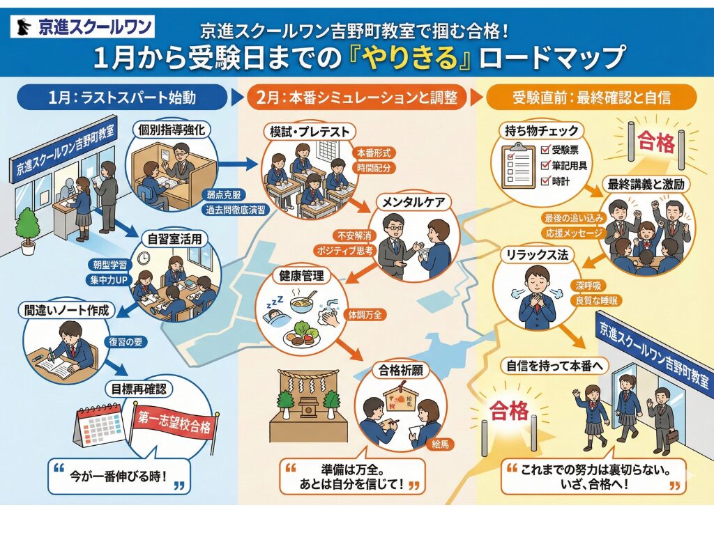 1月から受験日までの『やりきる』ロードマップ インフォグラフィック